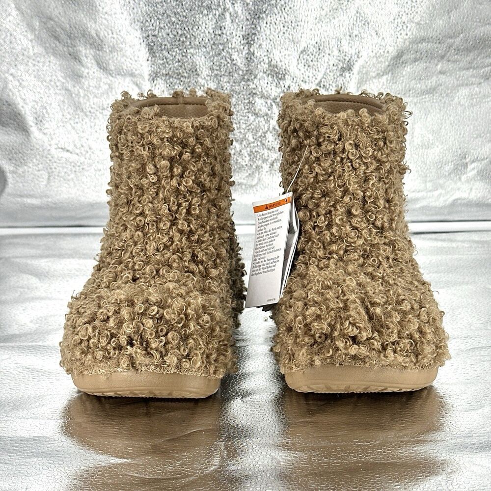 CROCS CRUSH DOODLE FUR Pull On Winter Ankle Boots Womens Size 8 Mens 6 - Picture 2 of 11